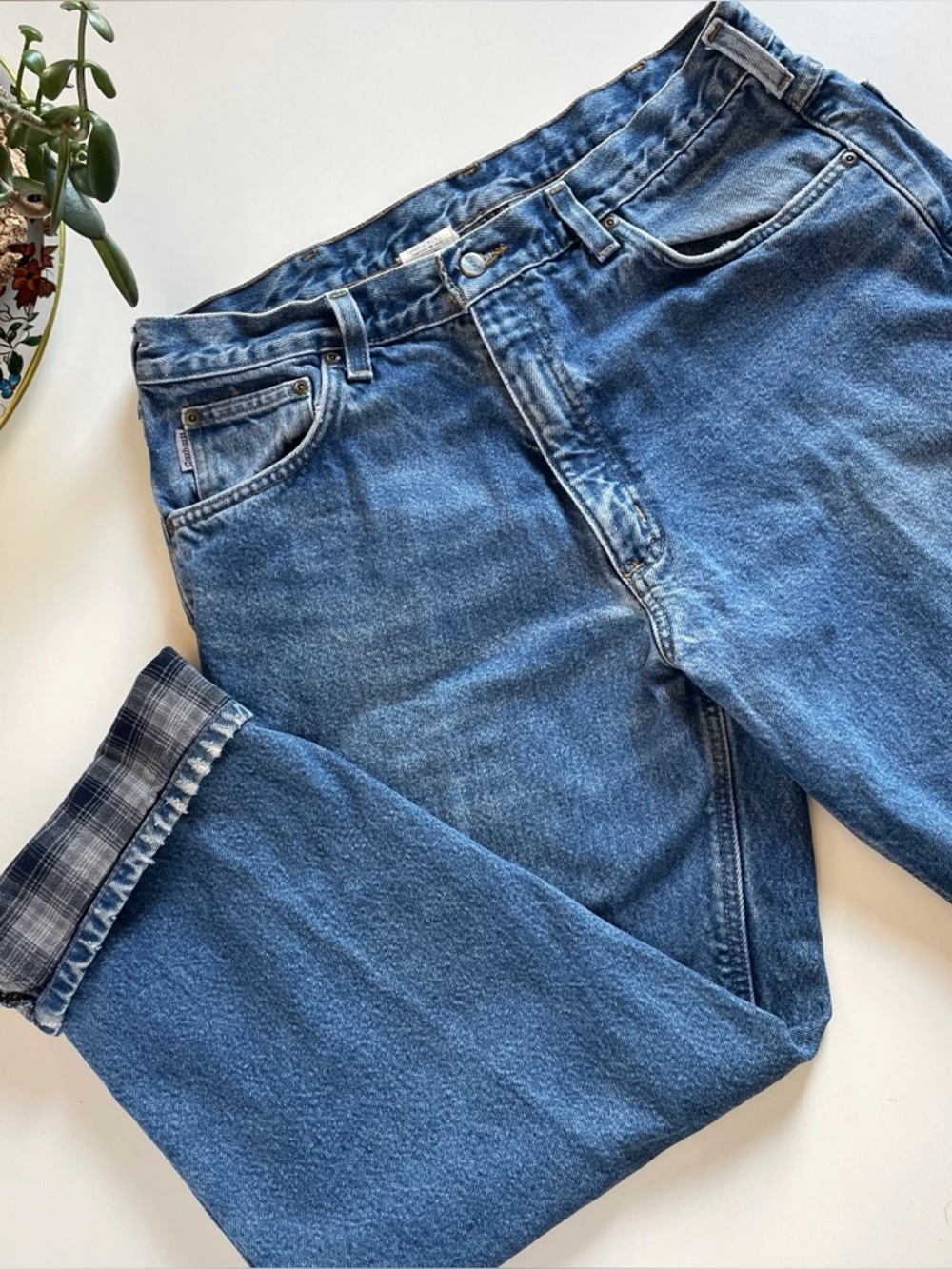 Vintage Carhartt Relaxed Fit Flannel Lined Denim Jeans | 36 x 30